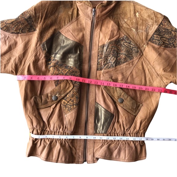 Ada | Stunning Vintage Oversized Patchwork Paint Splatter Leather Jacket Retro - Picture 11 of 16